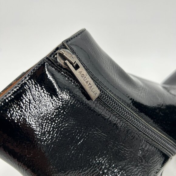 AQUATALIA Women's Black Ulysses Patent Leather Fall Ankle Booties Shoes Size 8.5 - Picture 7 of 10